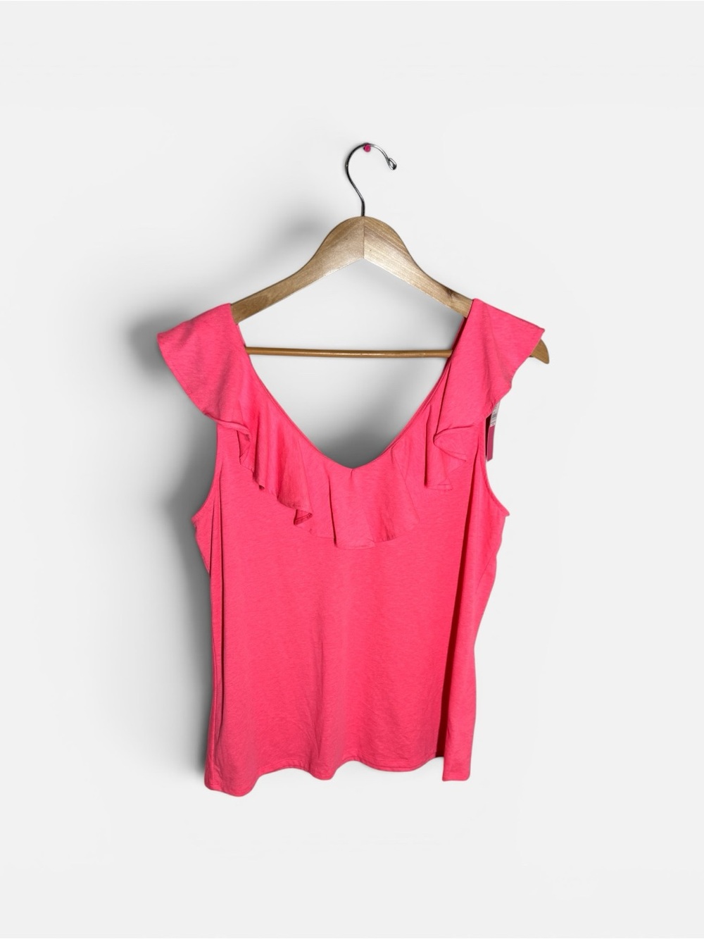 NWT Lilly Pulitzer Alessa Ruffle Women’s Tank Top in Vibrant Hot Pink Sz. L - Picture 1 of 5